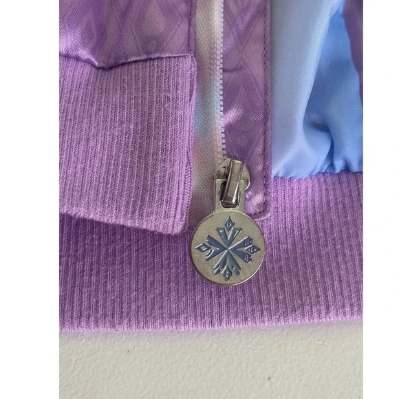 Disney Frozen 2 Elsa Anna Purple Ruffle Bomber Jacket - Size 5/6 - Picture 9 of 9